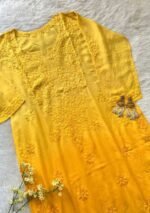 Iqra Ombre Yellow Chikankari Long Kurta - Image 3