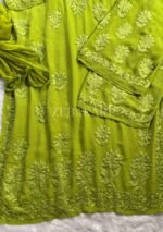 Nazia Viscose 3D Chikankari Long Kurti Set with Dupatta - Green - Image 11