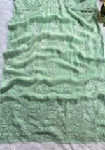 Alizah Viscose Chikankari Mukesh Work Long Kurti- Pastel Teal - Image 2