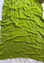 Alizah Viscose Chikankari Mukesh Work Long Kurti- Apple Green - Image 3