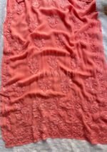 Alizah Viscose Chikankari Mukesh Work Long Kurti- Salmon Pink - Image 3