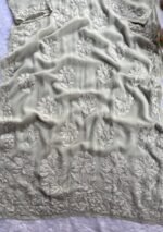 Alizah Viscose Chikankari Mukesh Work Long Kurti- Pastel Grey - Image 3