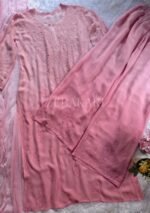 Dia Viscose Resham Jaal Chikankari and Mukesh Work 3pc Set- Ombre Baby Pink - Image 6