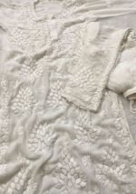 Nikhat Viscose Chikankari and Mukesh Work 3pc Set- White